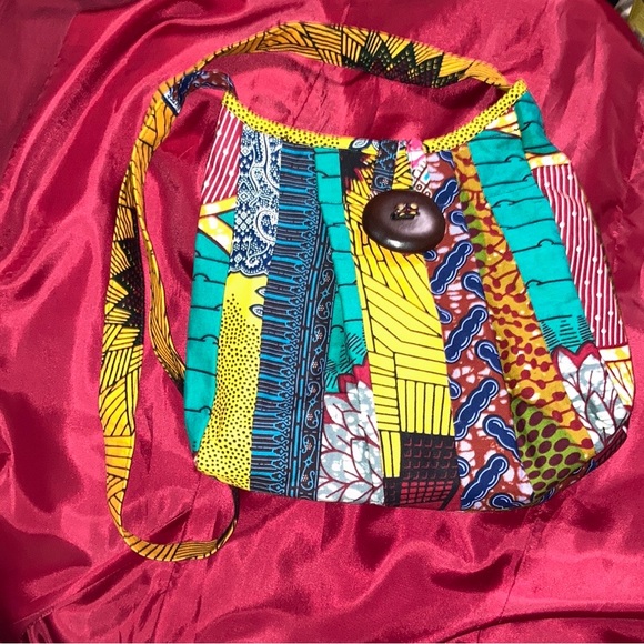 Queen Alaffia Afro African Patchwork print Fabric cross body Bag Handbag New - Picture 1 of 16